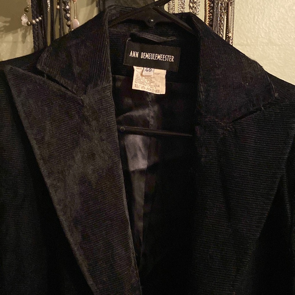 Ann Demeulemeester black thin cut velvet blazer